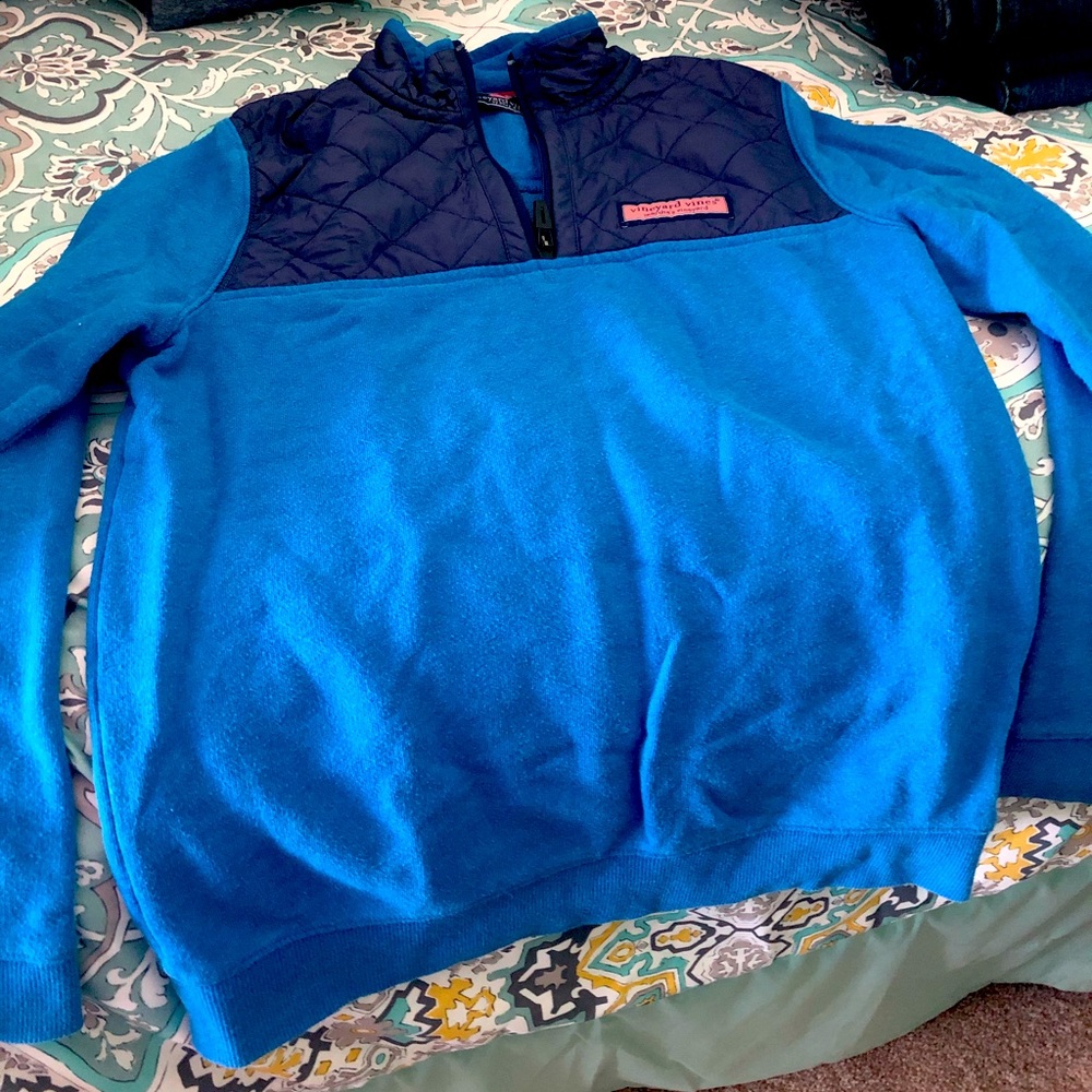 Boys, Vineyard Vines blue half zip pullover, size medium